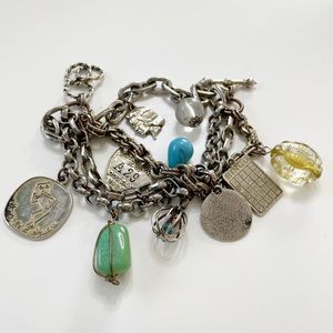 Vintage Charm Bracelet with Charms and Stones